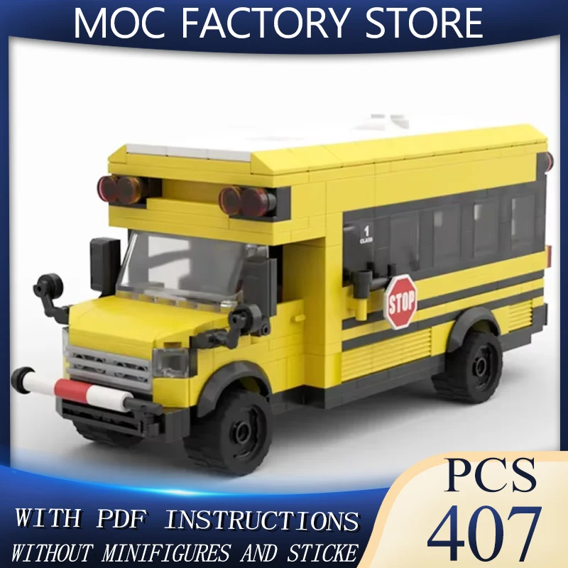 

City Vehicle Model Moc Building Bricks America Short School Bus Technology Modular Blocks Gifts Christmas Toys DIY Sets Assembly