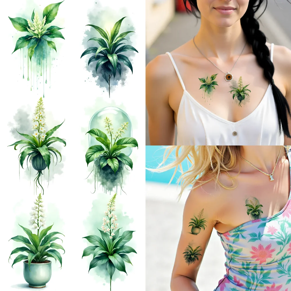 

9 шт. временные татуировки кактус искусство акварельные растительные татуировки цветочный дизайн временные татуировки наклейки для рук, щек, груди