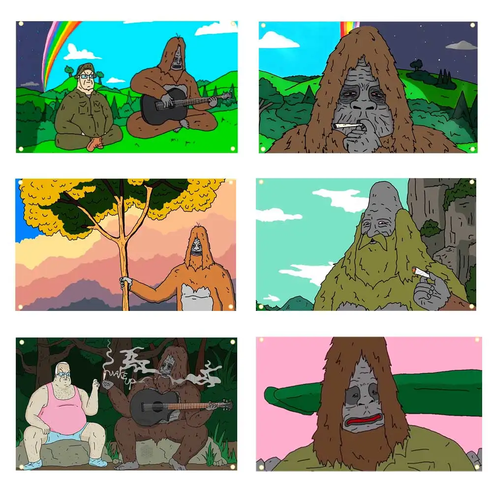 Sassy the Sasquatch Flag Wall Hanging Tapestry Banner Outdoor Decorative Flag Background Blanket With Four Brass Grommet