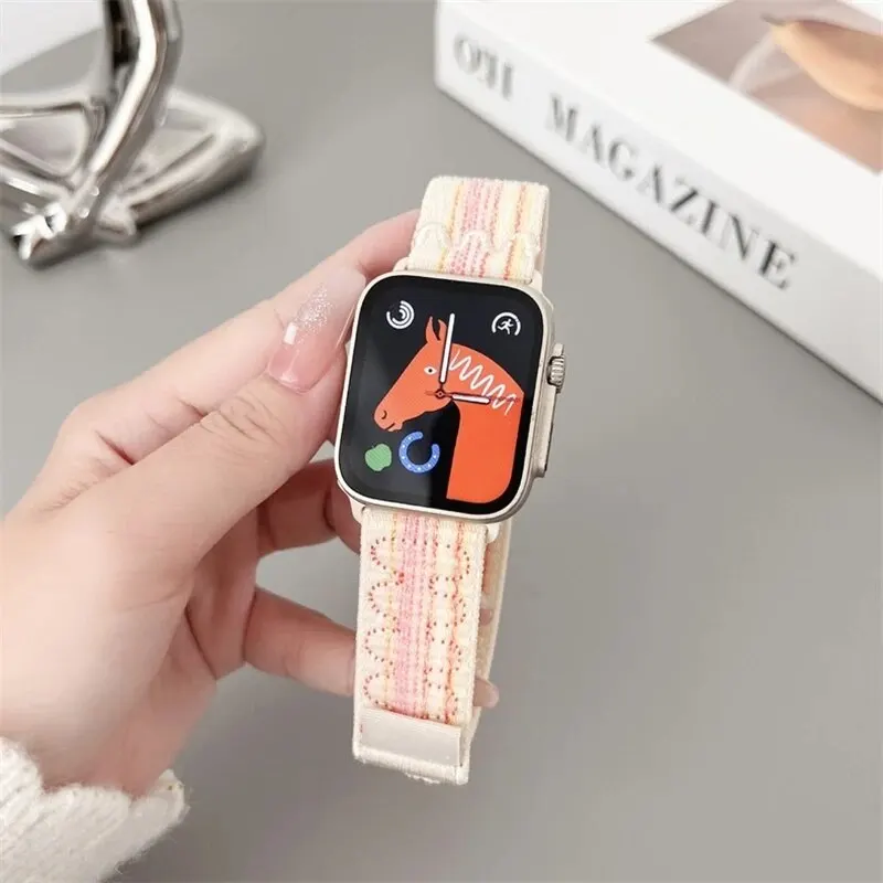 Nylonowy pasek do pasek do Apple Watch 44mm 40mm 49mm 45mm 41mm 42mm 44mm bransoletka Correa IWatch seria 9 8 Se 7 6 5 3 Ultra 2