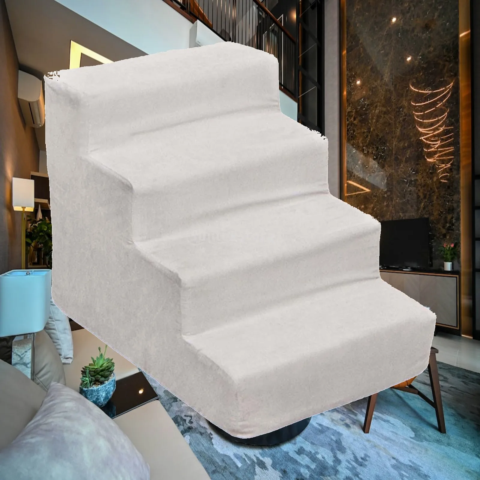 Dog Stairs Non Slip Convenient Gentle Slope Shape Removable Cover Soft for Older Dogs, Cats Pet Steps Lightweight