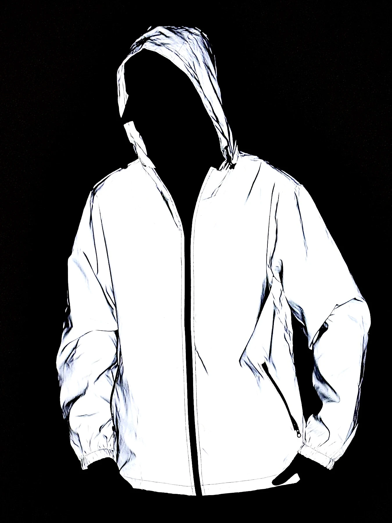 

Spring Autumn New Men's Fashion Reflective Jacket Streetwear Night Outdoor Cycling Hooded Windproof Jacket Casual Zipper Jackets