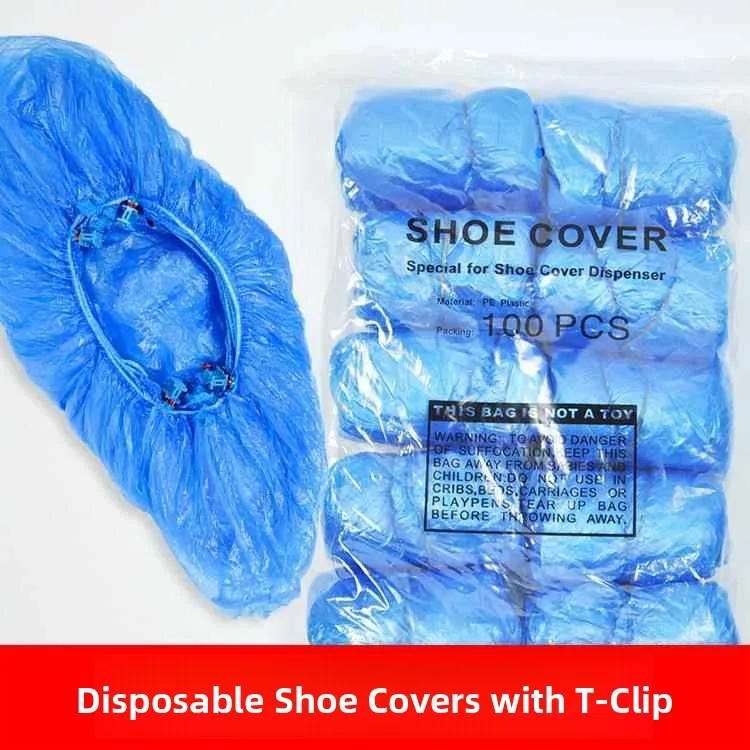 家庭用peプラスチック製シューカバー-t字型バックル付き使い捨てシューカバー-家庭用機械用シューカバー