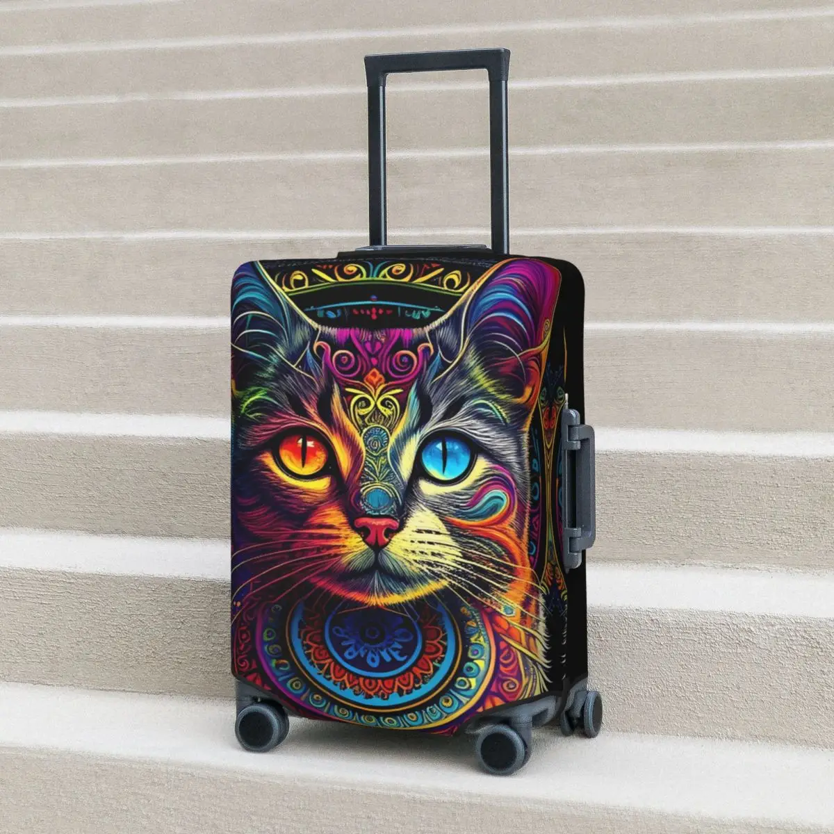 

Vintage Cat Suitcase Cover Vacation Colorful Animal Practical Luggage Supplies Travel Protector