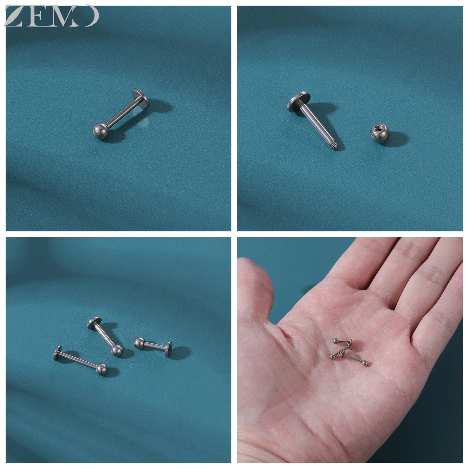 ZEMO 1 قطعة التيتانيوم الصلب سبايك Labret الشفاه ثقب النساء الرجال الزركون الشفاه ترصيع تفتق الكرة الدمل مونرو اللولب محارة الثقب 16 جرام