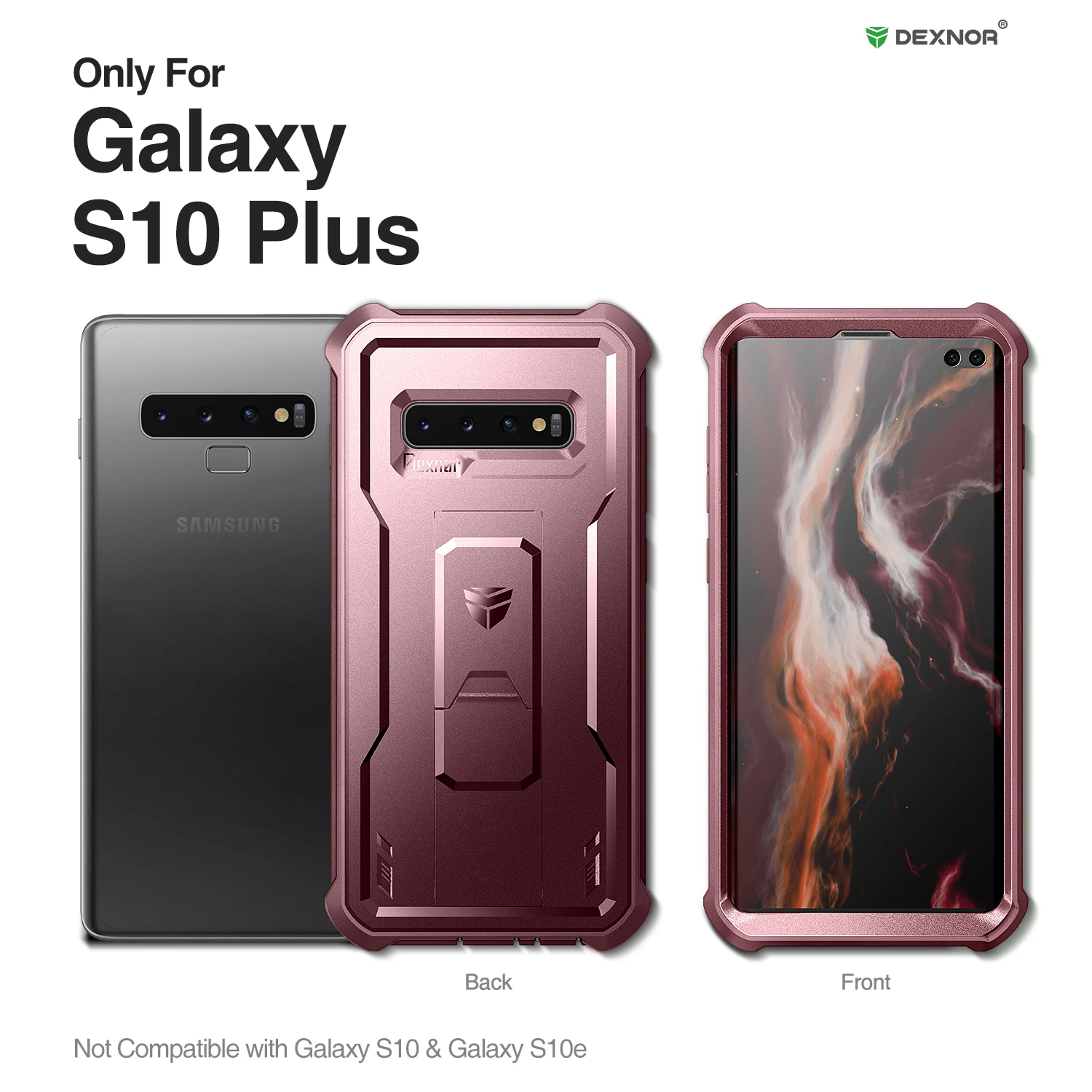 Étui de protection complet 360 pour Samsung Galaxy S10 Plus, feuille PC + coque TPU, support avec protecteur d'écran intégré