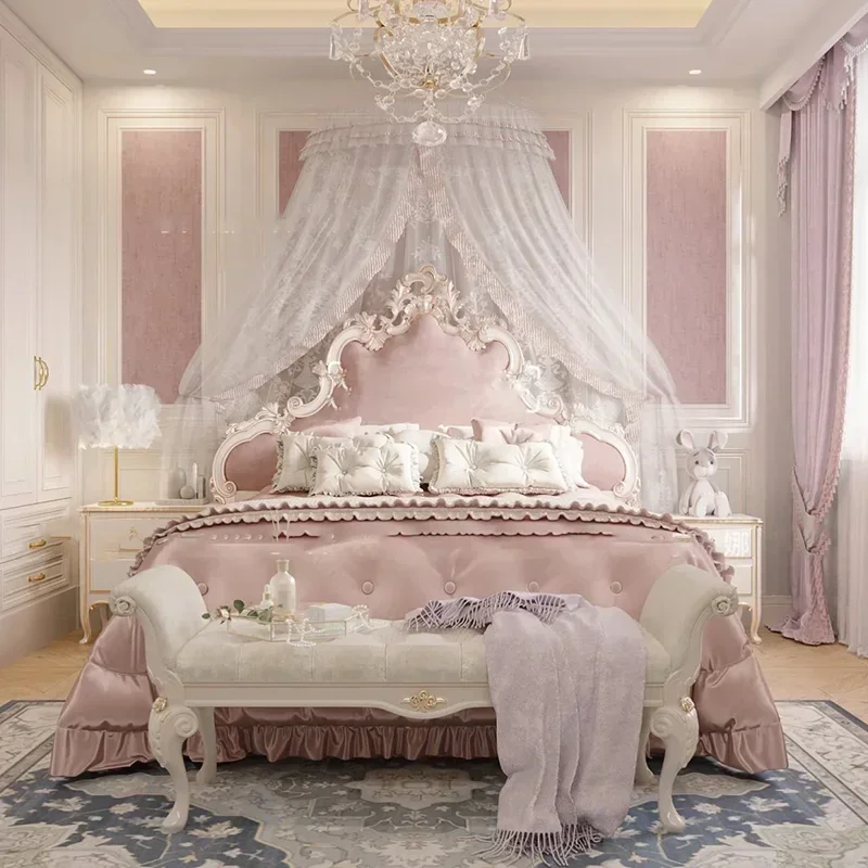Sleeping Princess Bed Luxury Double Modern Design European Simple Bed Children Castle Girls Wooden Beliche Unique Furniture