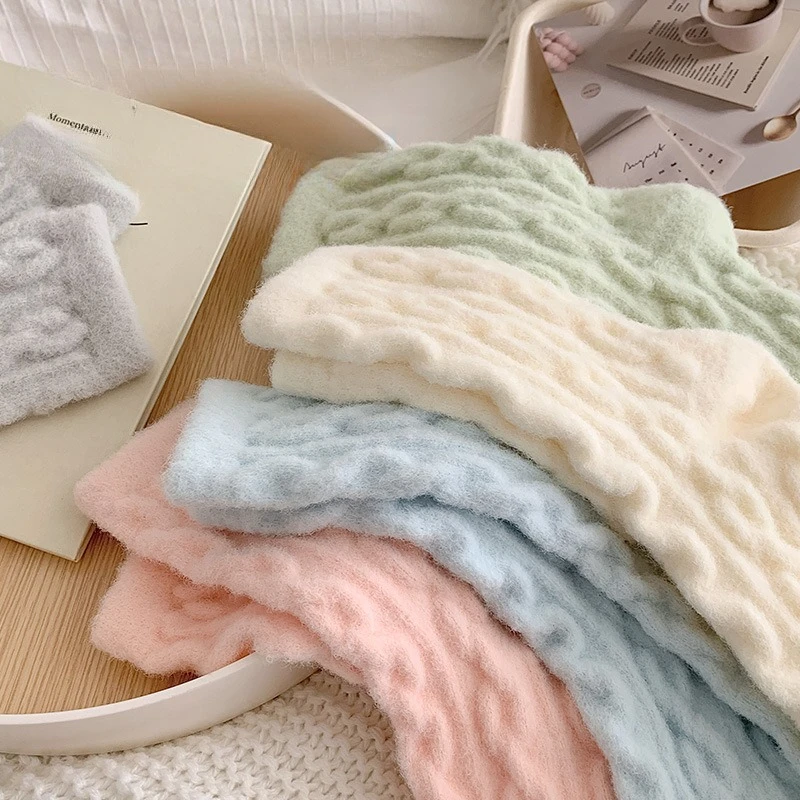 9 أزواج الشتاء الجوارب السميكة للنساء بلون النمط الياباني الصوف الدافئة المنزل الطابق النوم الجوارب الكبار الحرارية امرأة الجوارب #3