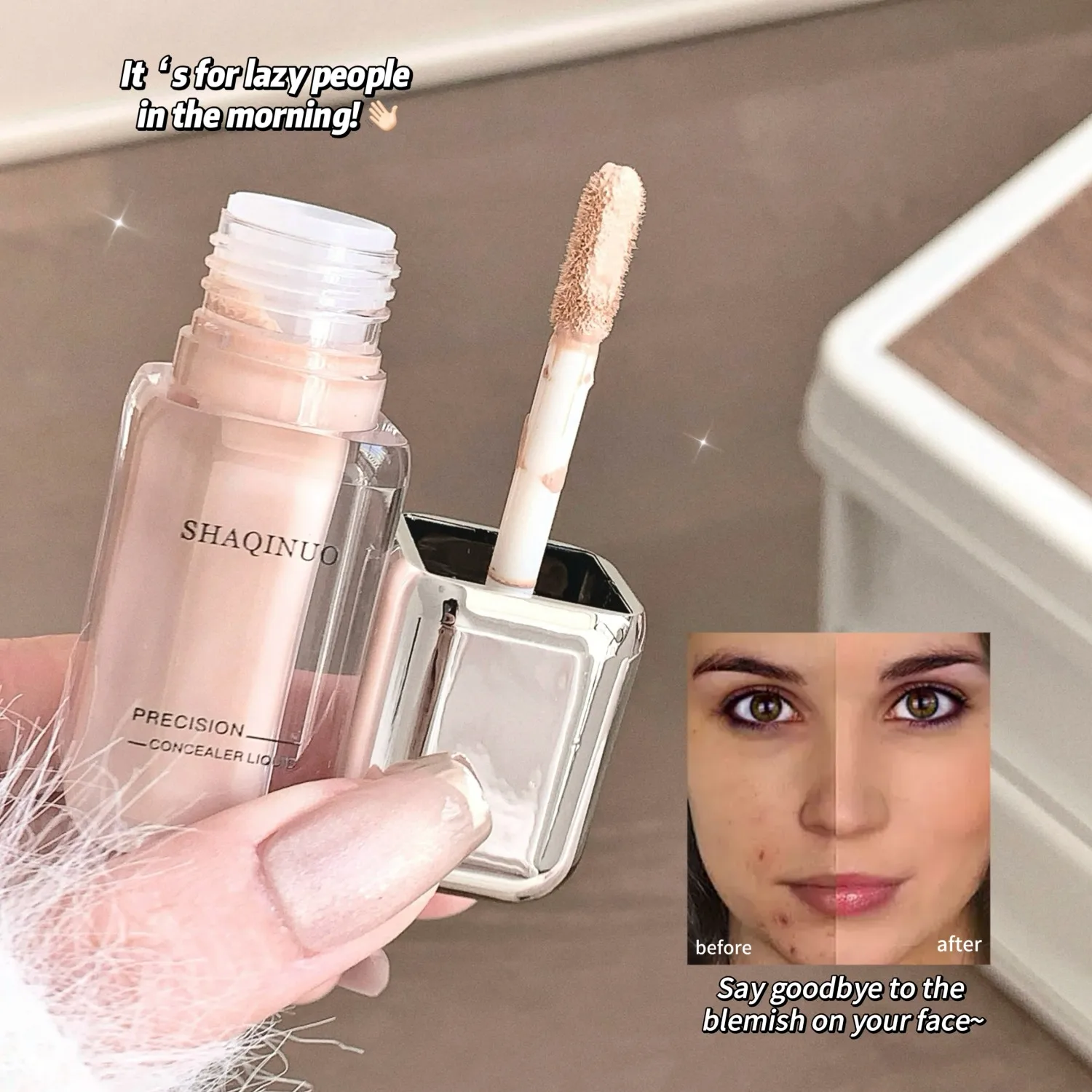 SHAQINUO 3-kolorowy korektor w płynie Korektor do trądziku Plamy Ciemne koła pod oczami Łza Długotrwały podkład nieusuwalny