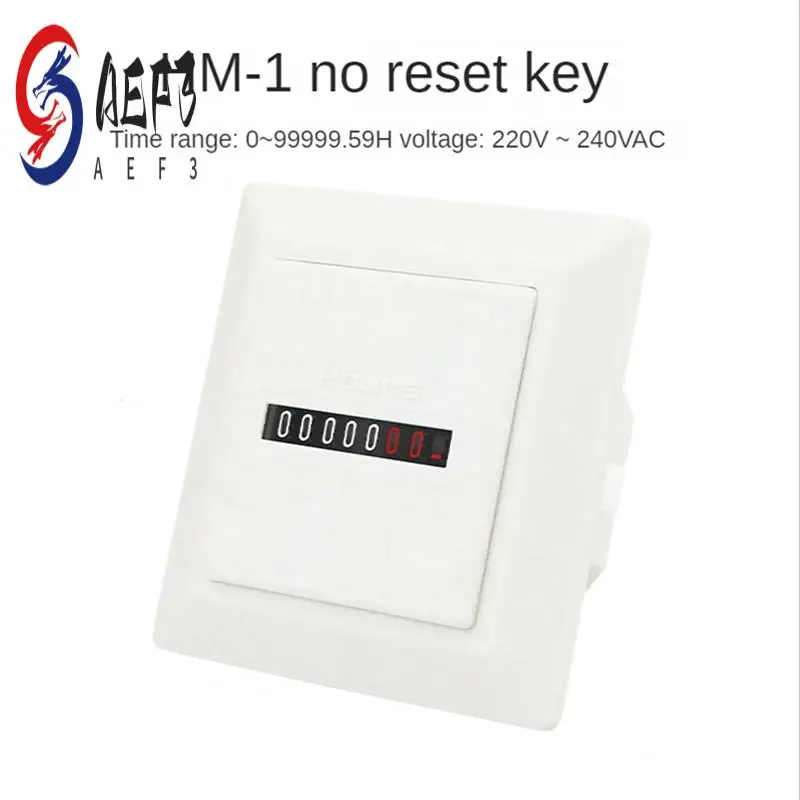 

AEF3-HM-1 Timer Square Counter Digital 0-99999.99 Gauge 0.3W AC220-240V / 50Hz AC Hour Meter Hourmeter Accessory White
