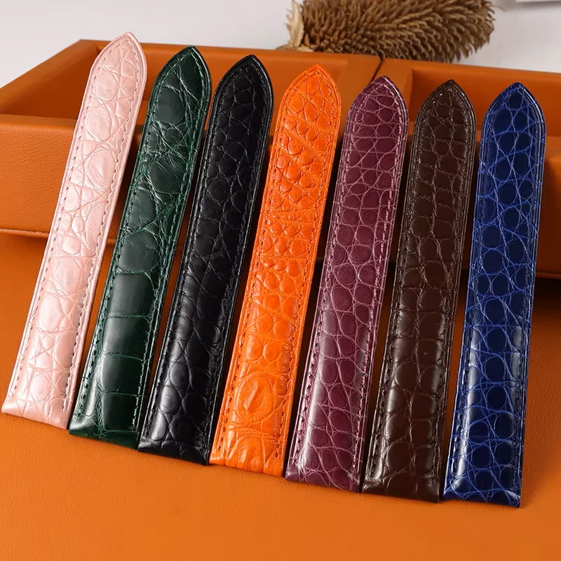 Crocodile Leather Watchband for Cartier Tank Solo 12mm-25mm Blue Balloon Alligator Skin Strap Unisex Band