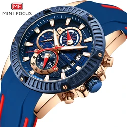 MINIFOCUS Brand Luxury Casual Chronograph Watch for Men Sport Date Quartz Silicone Wristwatches Waterproof Men's Wristwatch Male