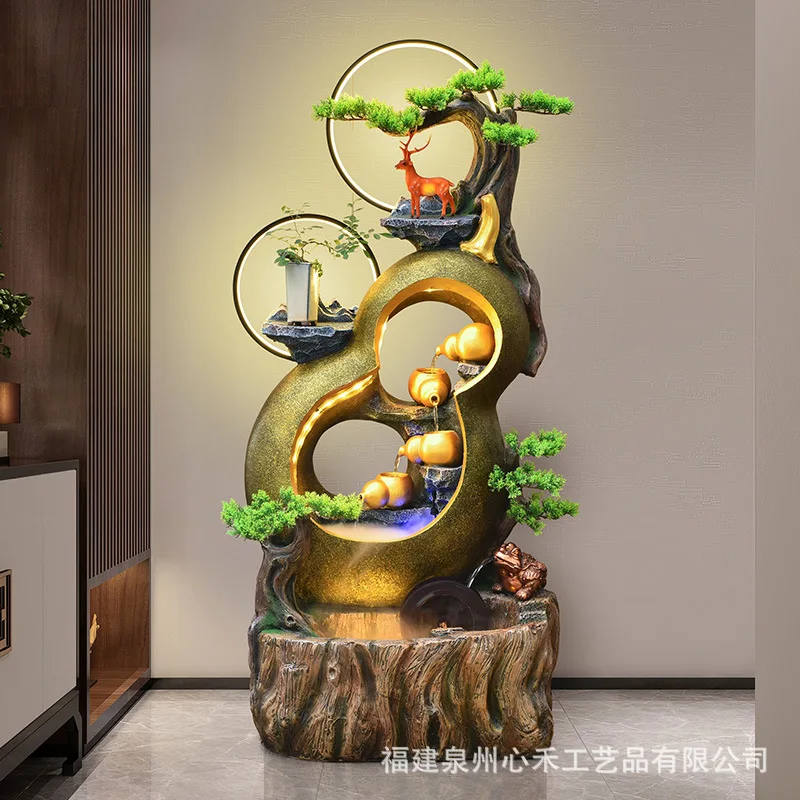 yjq gourd rockery fountain flowing water ornament living room balcony entrance lucky landing opening gift