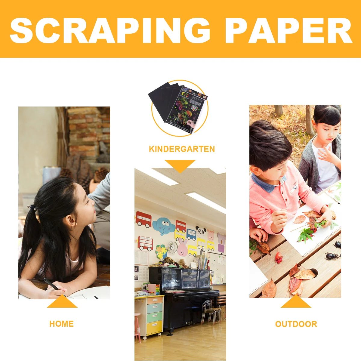 

2 Pack Black Sketch Drawing Paper Scratch Papers for Kids Picture Painting Off Notes