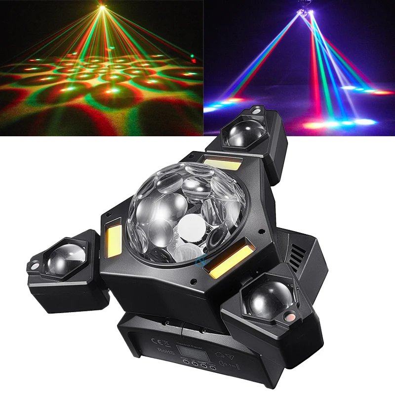 LED 80W Full Color Laser Rotating Moving Head Light  Golden Strobe Lights DMX512 Stage Disco Music Party