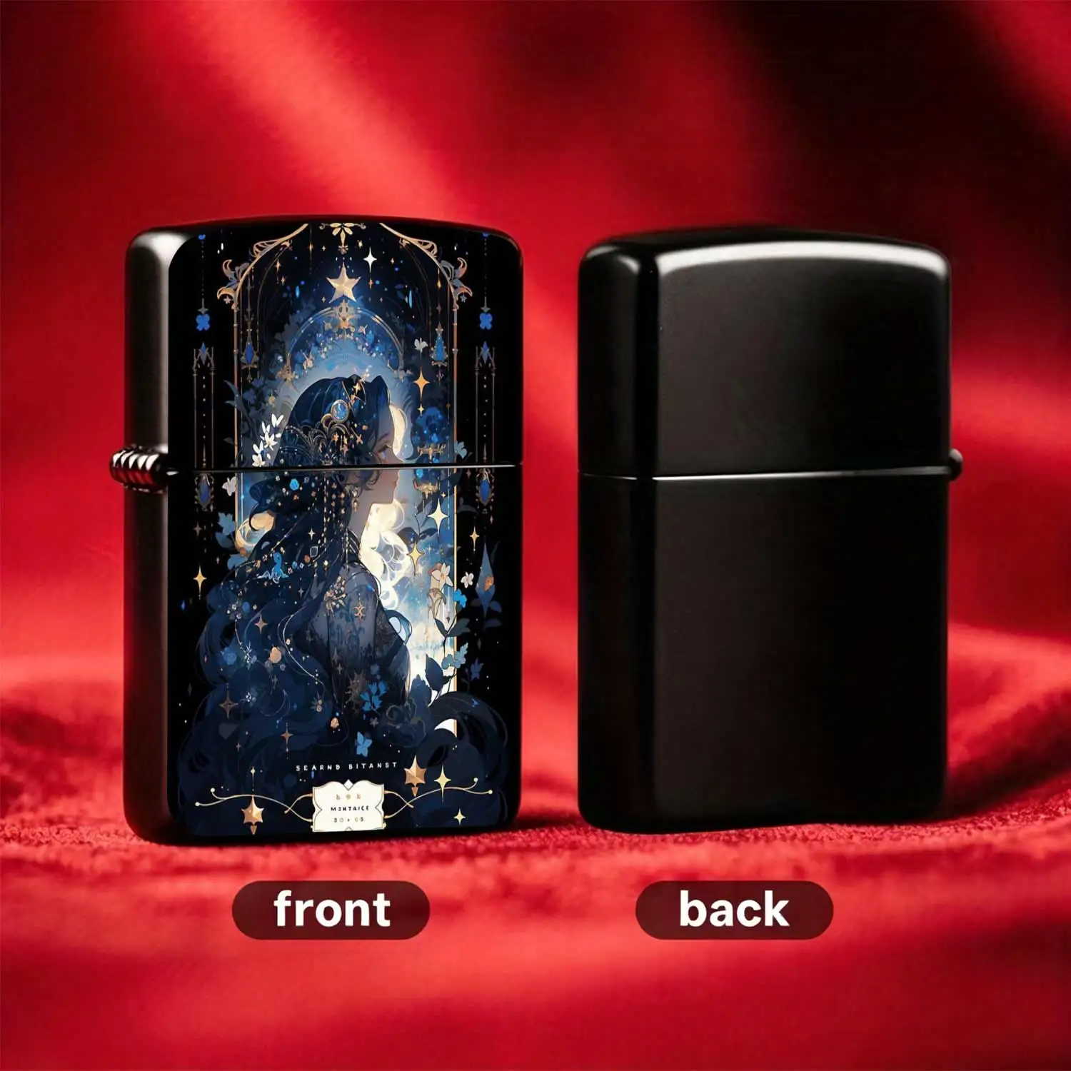 Reusable Flip-Top Pocket Metal Windproof Lighter, Vintage Starry Night Girl Art Printed Body, Portable and Durable, Creative and Unique Ideal for Gifting, Practical Ignition Gear for Daily and Outdoor Use Humorous and Fun Light
