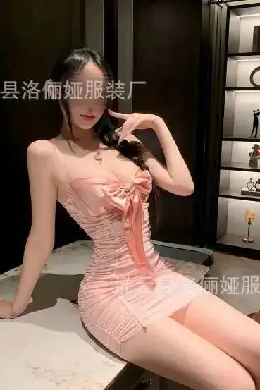 섹시 슬림 바디콘 드레스 우아한 순수한 욕망 유혹 시스루 주름 리본 보우 슬립웨어 핫 스위트 탱크 미니 드레스 VK1H
