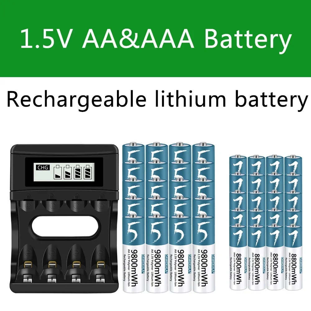 100% Original AA AAA Battery 1.5V Rechargeable Polymer Lithium-ion Battery 1.5V AA/AAA  Battery with USB charger