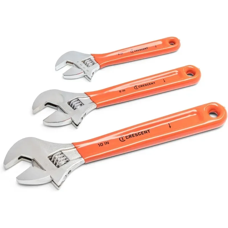 

3 Piece Adjustable Cushion Grip Wrench Set | 6", 8" & 10" ,Max Jaw Opening Capacity of 1-1/3 in,Hex Jaw Design