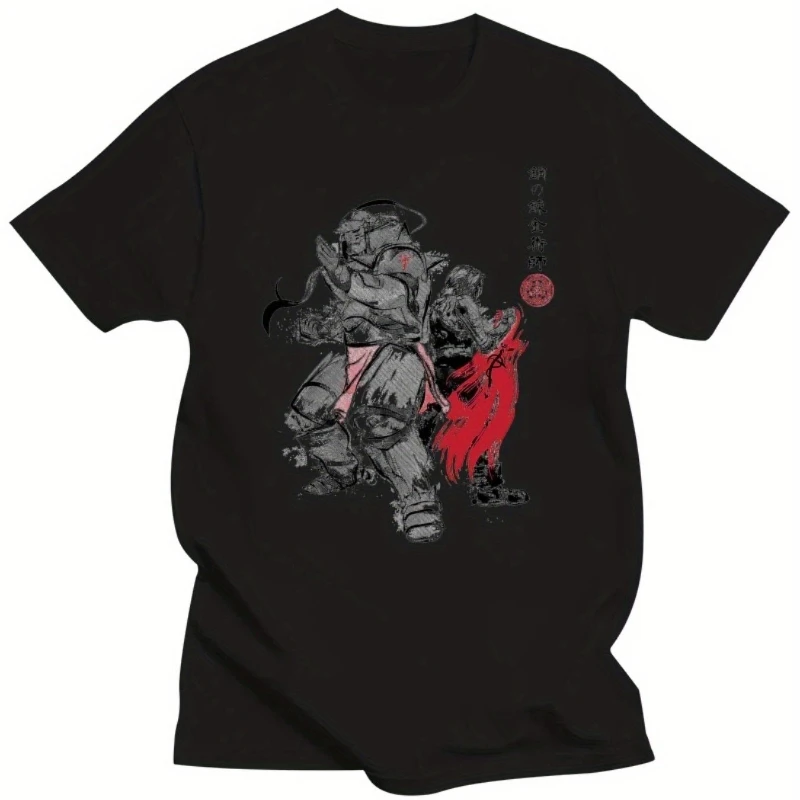 Men's T-Shirt Cotton Anime Fullmetal Alchemis Brotherhood Sumi New Men Shirts Digital Printing Combed Cotton T Shirts
