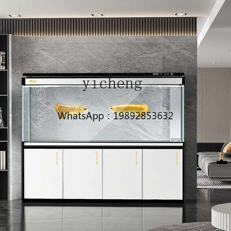 A1  large fish tank aquarium king size floor-to-ceiling living room household dragon fish tank bottom filter ultra-white tank