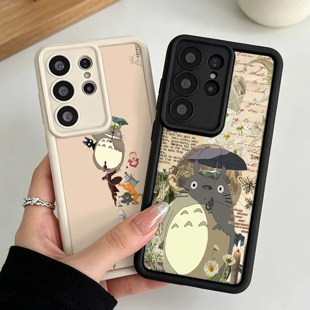Cute T-Totoros Patterns Phone Case For Samsung Galaxy S26 S25 S24 S23 S22 S21 S20 Ultra Plus FE Eye Ladder Silicone Cover