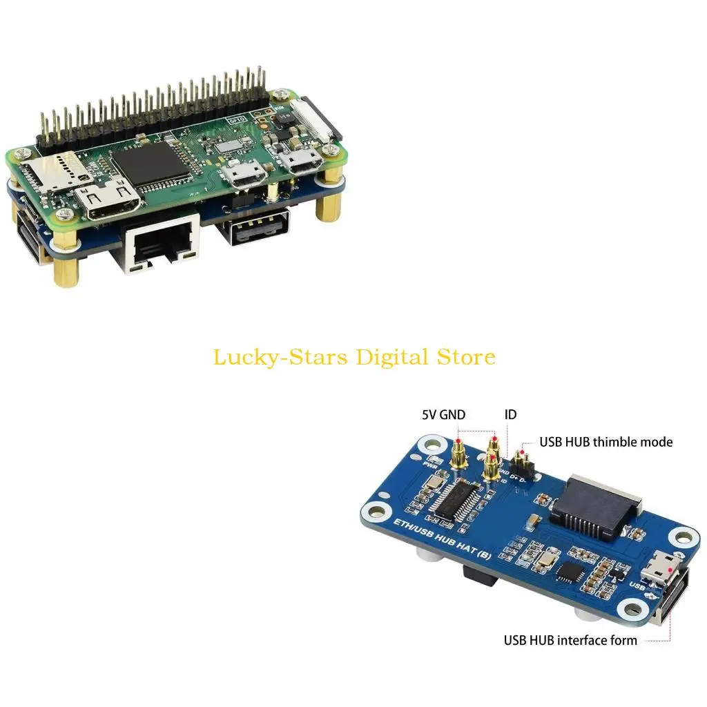 T3EE Ethernet/USB HUB Box para RPI 0/0 W/0 WH, inclui placa HUB HAT USB com 3 portas USB 2.0
