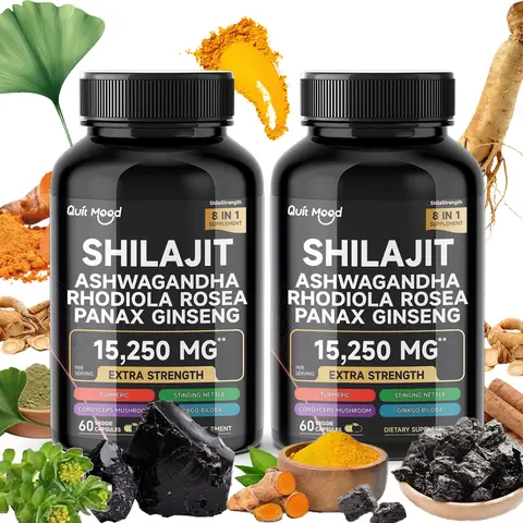 Shilajit 9000 Panax Ginseng 1500MG Ashwagandha 2000MG Rhodiola Rosea 1000MG, Turmeric 500MG, Gingko Biloba 500MG, Stinging Nettl