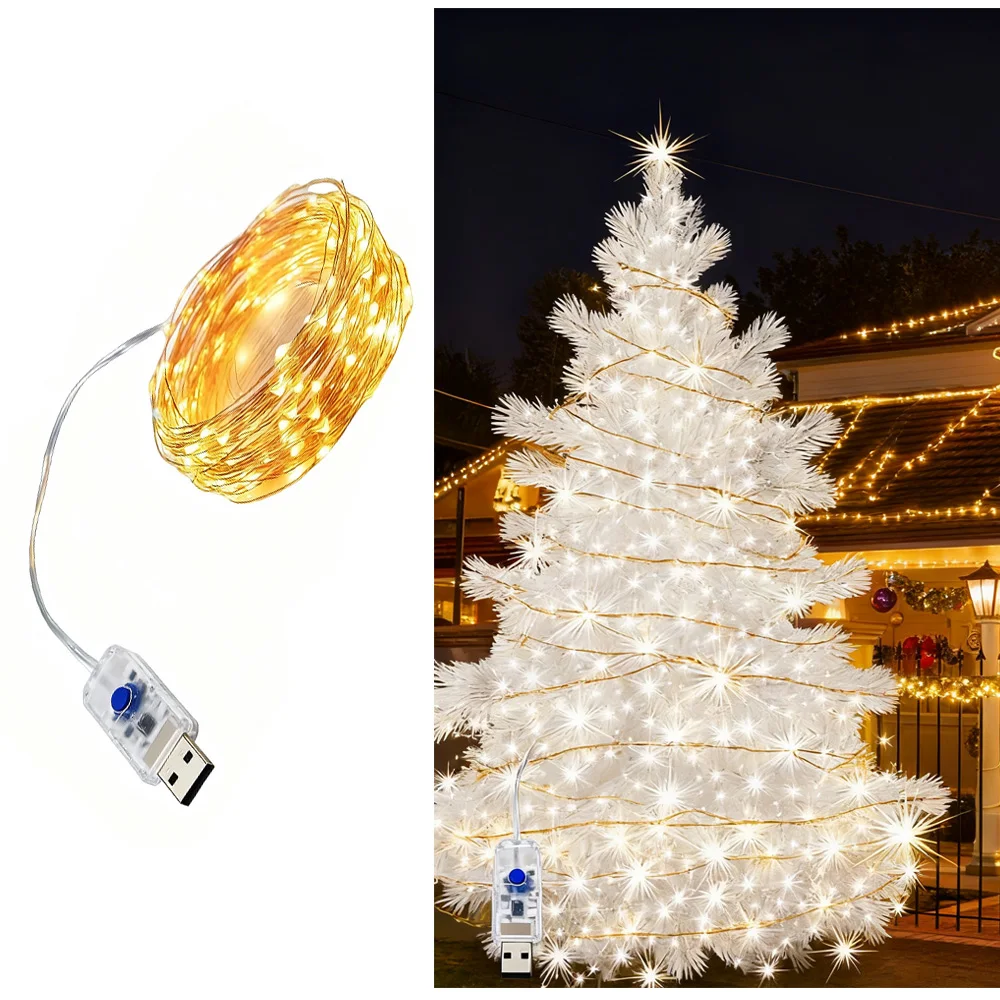 USB Led 銅線ストリングライト 8 モードフェアリーライト防水ガーランド DIY クリスマス結婚式パーティー装飾照明