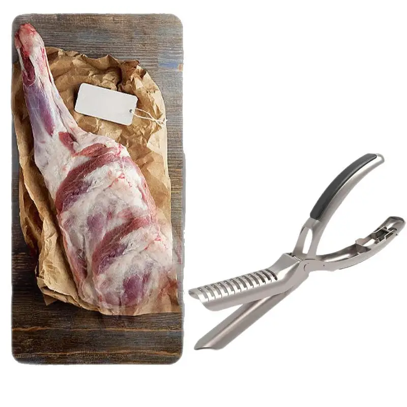 ~Rib Membrane Removal Tool - Stainless Steel BBQ Rib Skinner With Ergonomic Handle, Meat Preparation Kitchenware