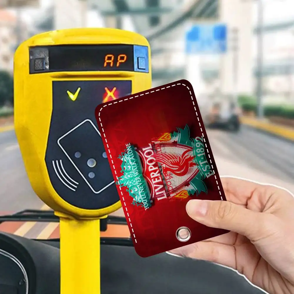L-Liverpools مستطيل بطاقة الهوية حالة المفاتيح الوصول حافظة للبطاقات مفتاح العلامة حلقة حامل البطاقة الجلدية حلقة رئيسية الوصول #5