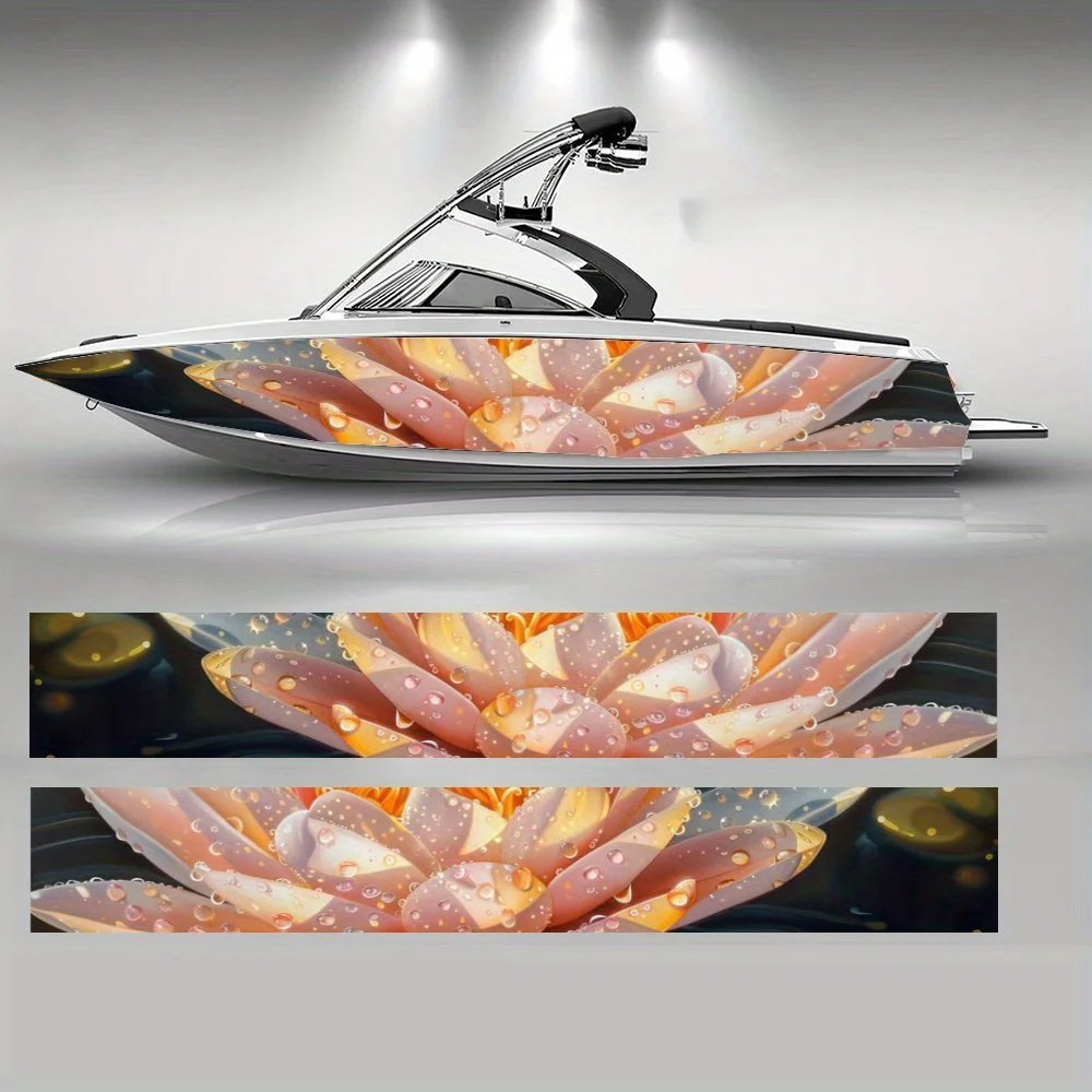 Sparkling Lotu Water Droplet Pink Beautiful Boat Sticker Vinyl Ship Pontoon Deck Boat Fishing Decorative Pontoon Boats Decal