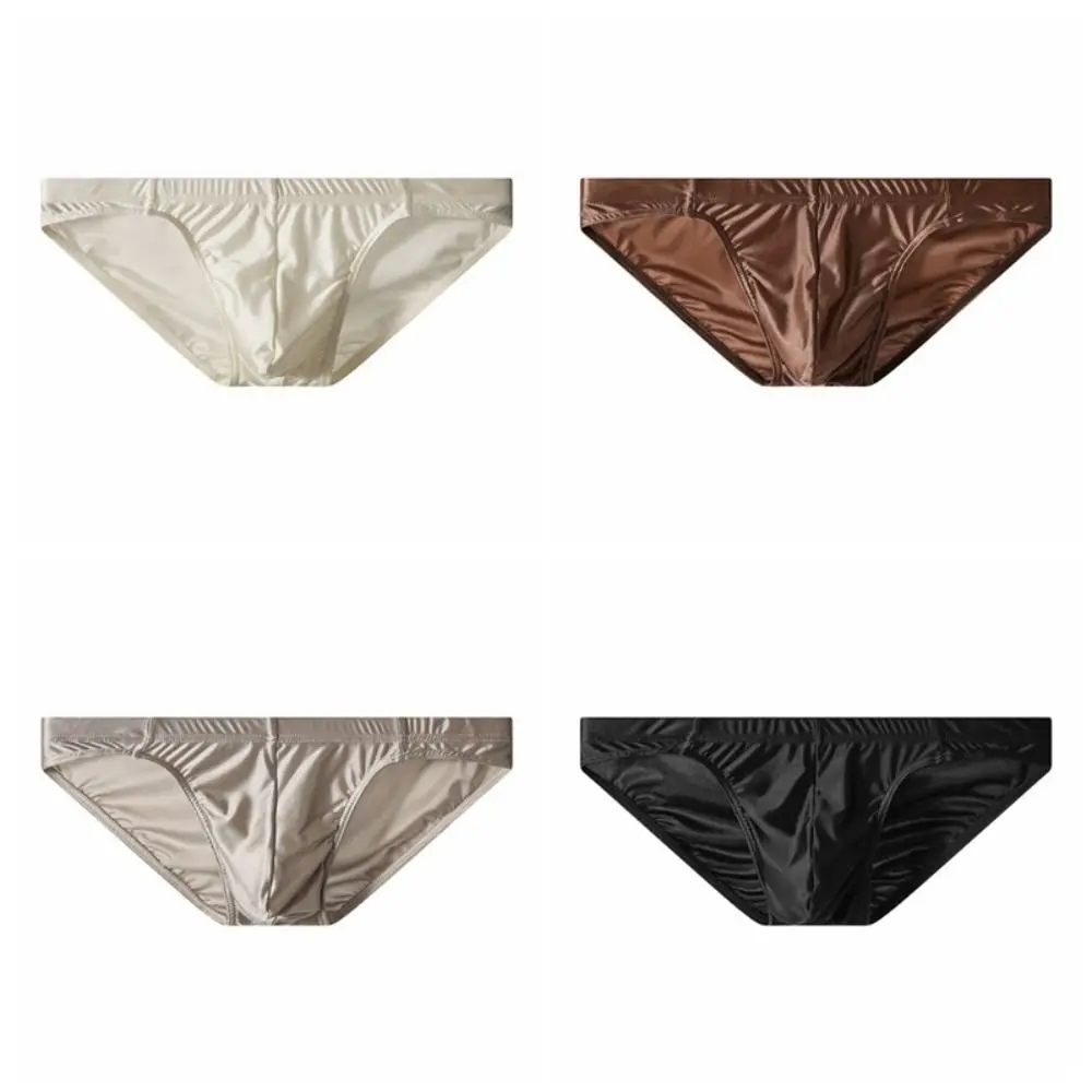 Einfarbige, niedrig geschnittene Herren-Slips, schlichte Unterhosen, Herrenunterwäsche, Herren-Dessous, Satin-Seiden-Slips, Sommer – Detail 1