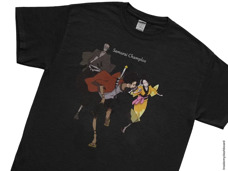 Samurai Champloo Fuu, Mugen & Jin Escaping T-Shirt, Samurai Anime, Nujabes, Cowboy Bebop, Samurai Champloo Shirt