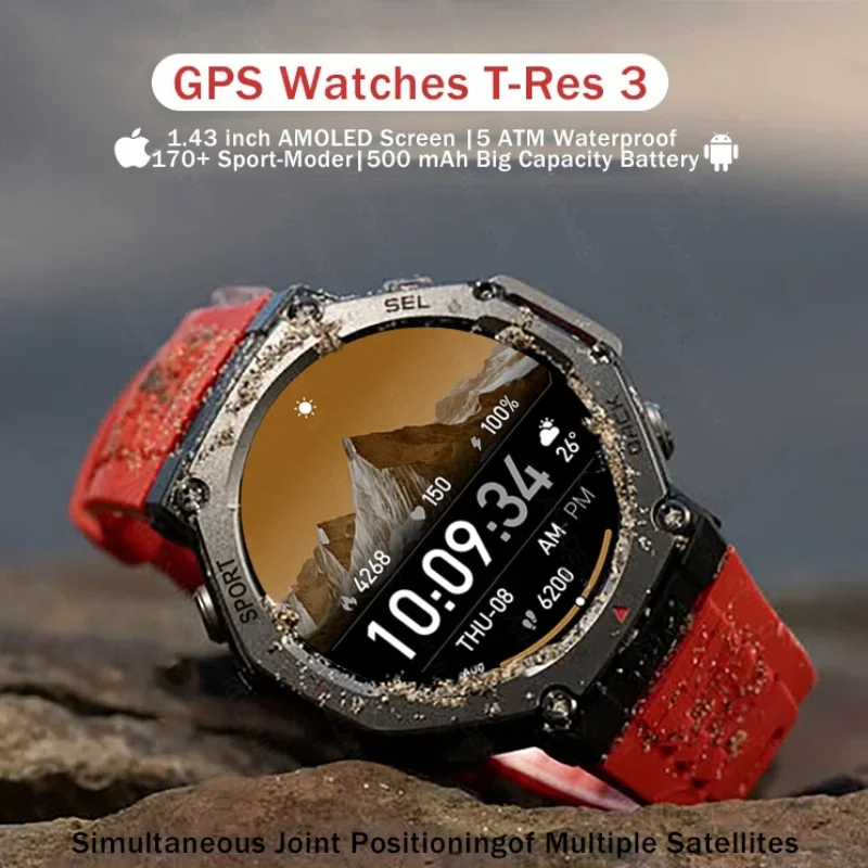

T Rex 3 T-Rex 3 Outdoor smart watch 48mm AMOLED Display 6 Satellite Systems Dual Band GPS 170 Sports Mode smartwatch for men