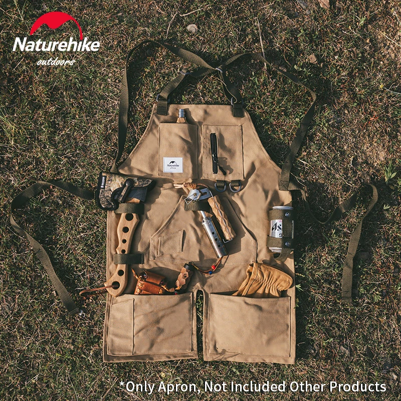 Naturehike Outdoor Camping Apron Canvas Wear-Resisting Multiple Pockets Storage Adjustable Picnic Barbecue Working Clothes