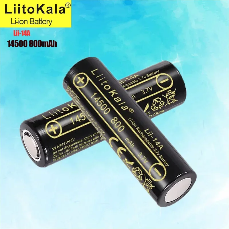 LiitoKala-batería recargable de iones de litio para linterna LED, Pila de ion de litio de 1-100 piezas, 14500 V, 3,7 mAh, 800 veces para Calculadora de Juguetes