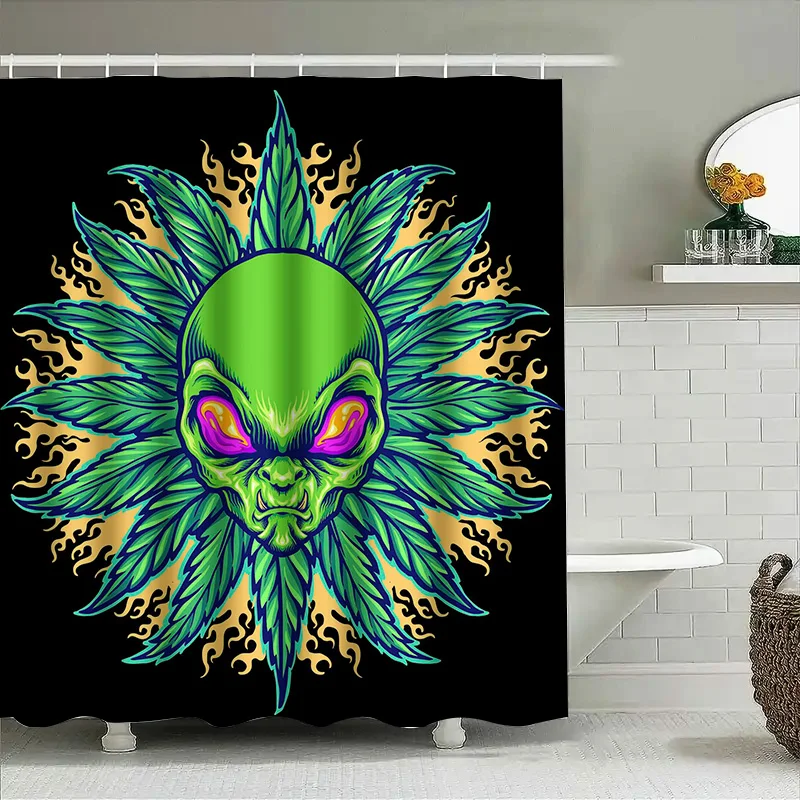 

Tuniu Psychedelic Alien Shower Curtain Retro Space Art Unique Bathroom Decor Cool Gift Idea