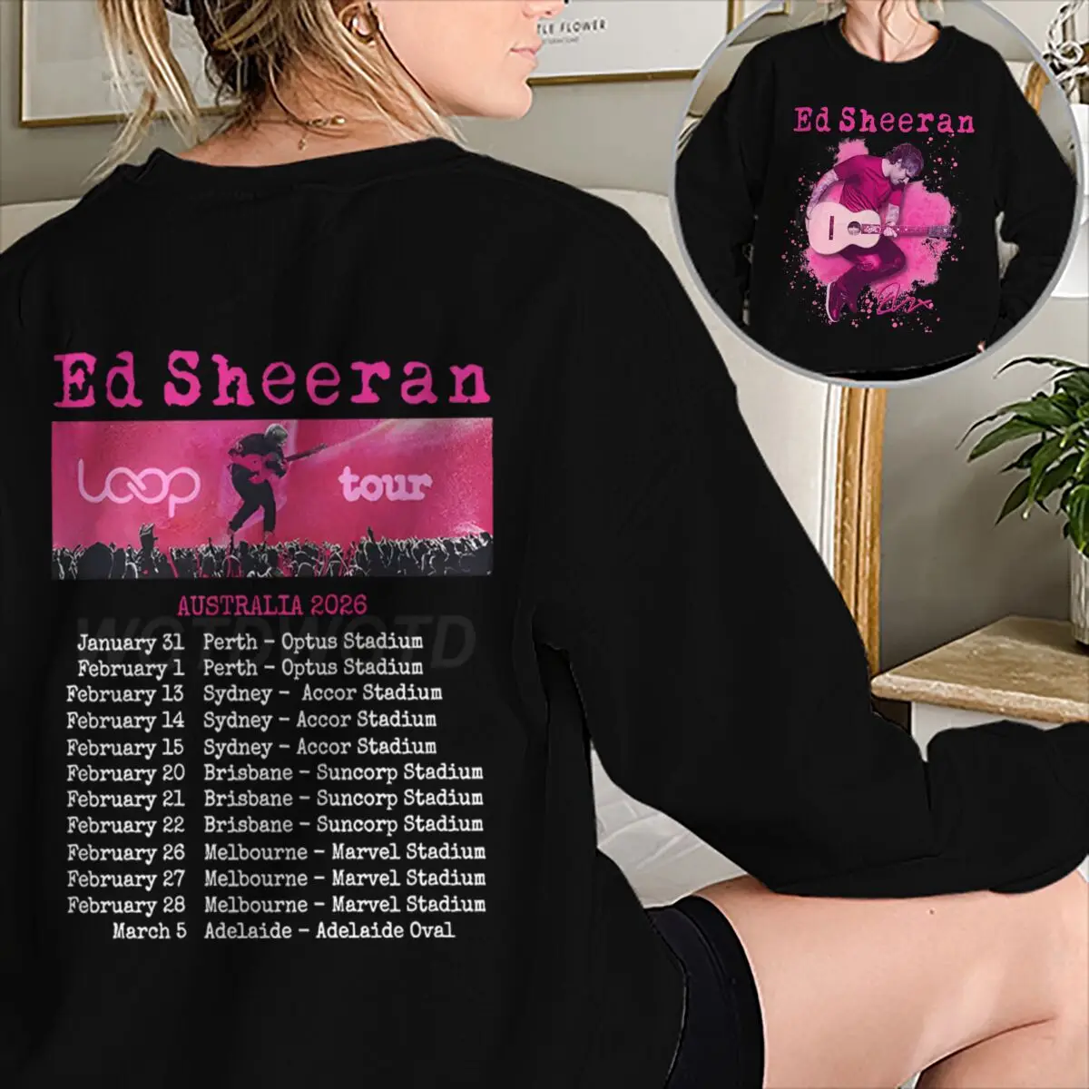 

Винтажный свитшот Ed Sheeran Loop Tour Tour 2026 для фанатов, унисекс, с длинным рукавом, круглым вырезом, для подарков, топы для певцов