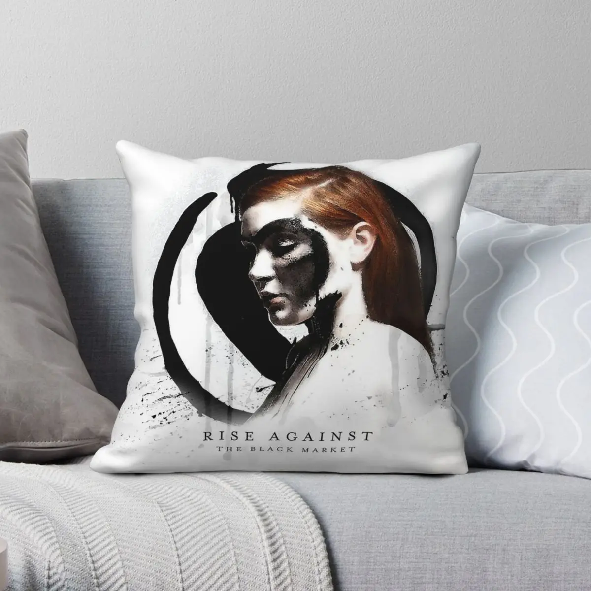 Rise Against The Black Market Square Pillowcase Polyester Linen Velvet Pattern Zip Decor Sofa Cushion Cover 18