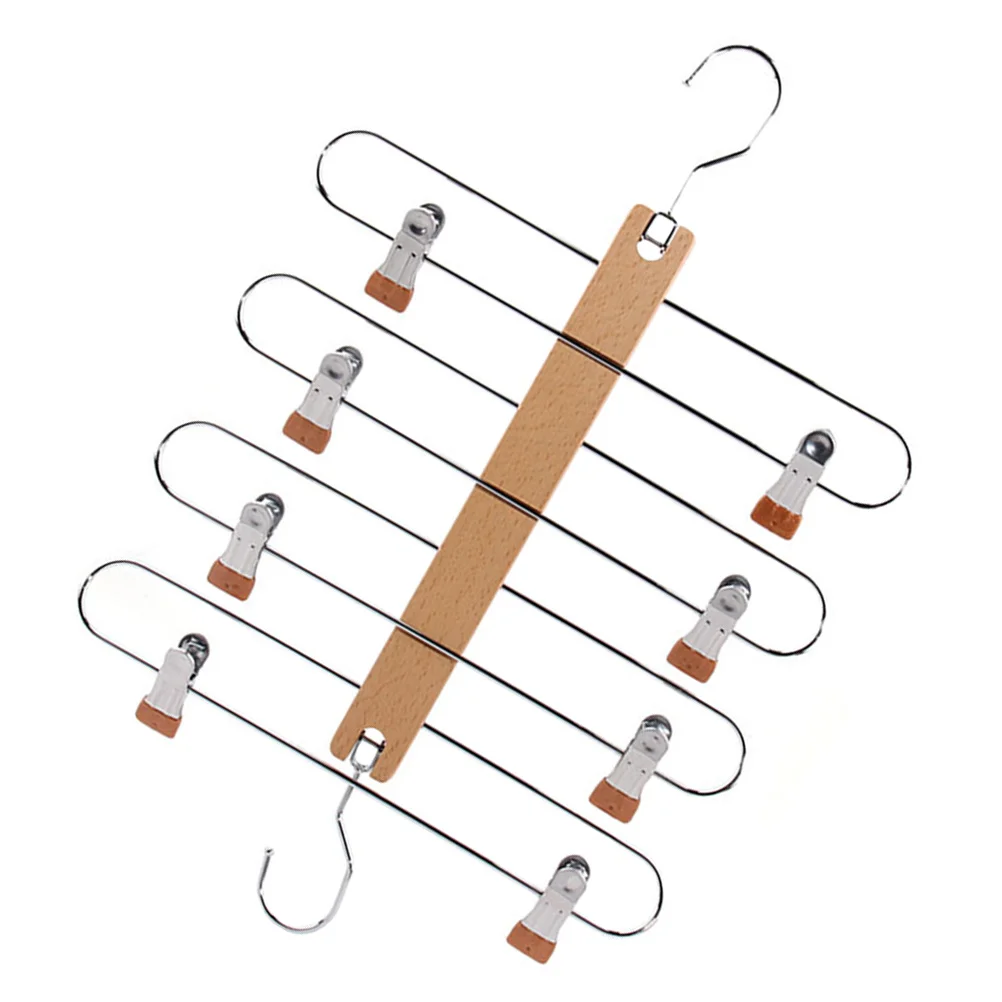 Rak Gantungan Baju Lipat Teleskopik Multifungsi dari Kayu Solid, Rak Pajangan Pakaian, Organizer Lemari, Penyimpanan Celana Jeans