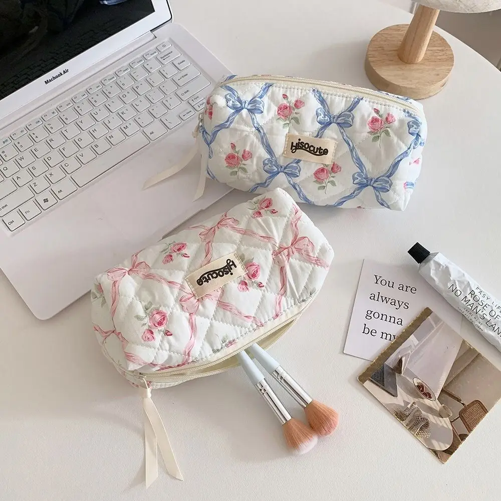 New Large Capacity Bow Makeup Bag Durable Portable Cosmetics Storage Bag Wear-resistant Multi-function Wash Bag Travel