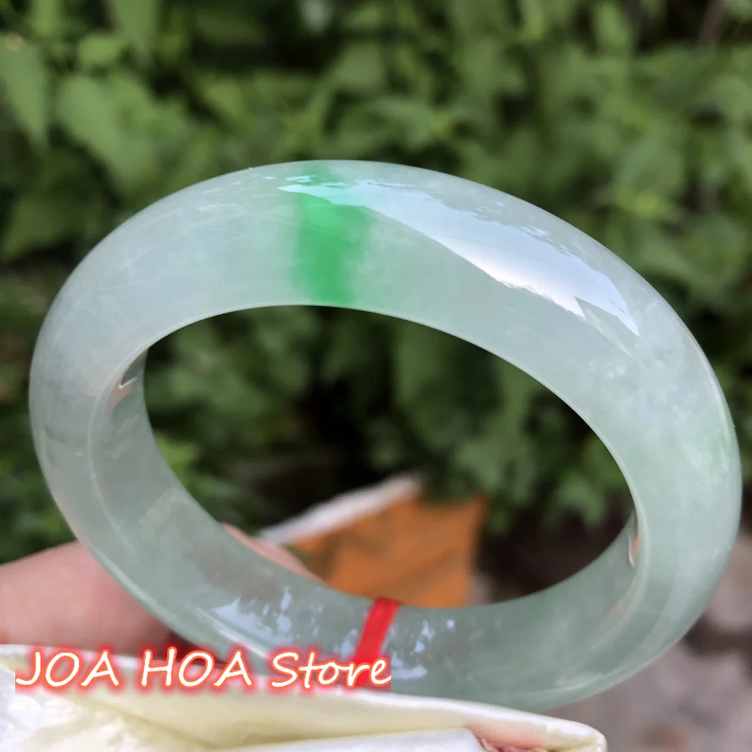 

New Floating Green Flower Beautiful Stylish Ice Greasy Seed Bangles Jadeite Bracelet Elegant Jade Fashion Handring Fine Jewelry