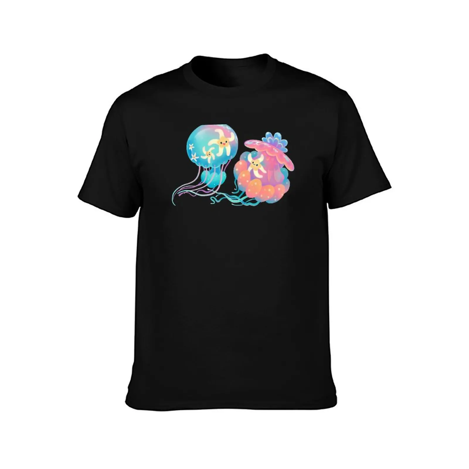 Jellyfish bus T-Shirt Summer Casual Cotton Tee Oversized Streetwear Tops Vintage Graphic Print Loose Fit Short Sleeve