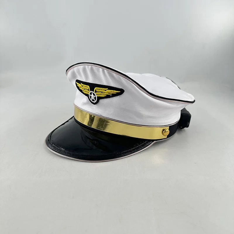 New LED Light Up Captain Pilot Hat Halloween Cosplay Costume Accessory For Night Club Music Festival Rave Party Unisex