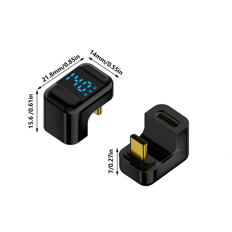 Q1W2 Flexibilidade 180 Graus Tipo C Adaptador Digital Power Display para Uso Pesado