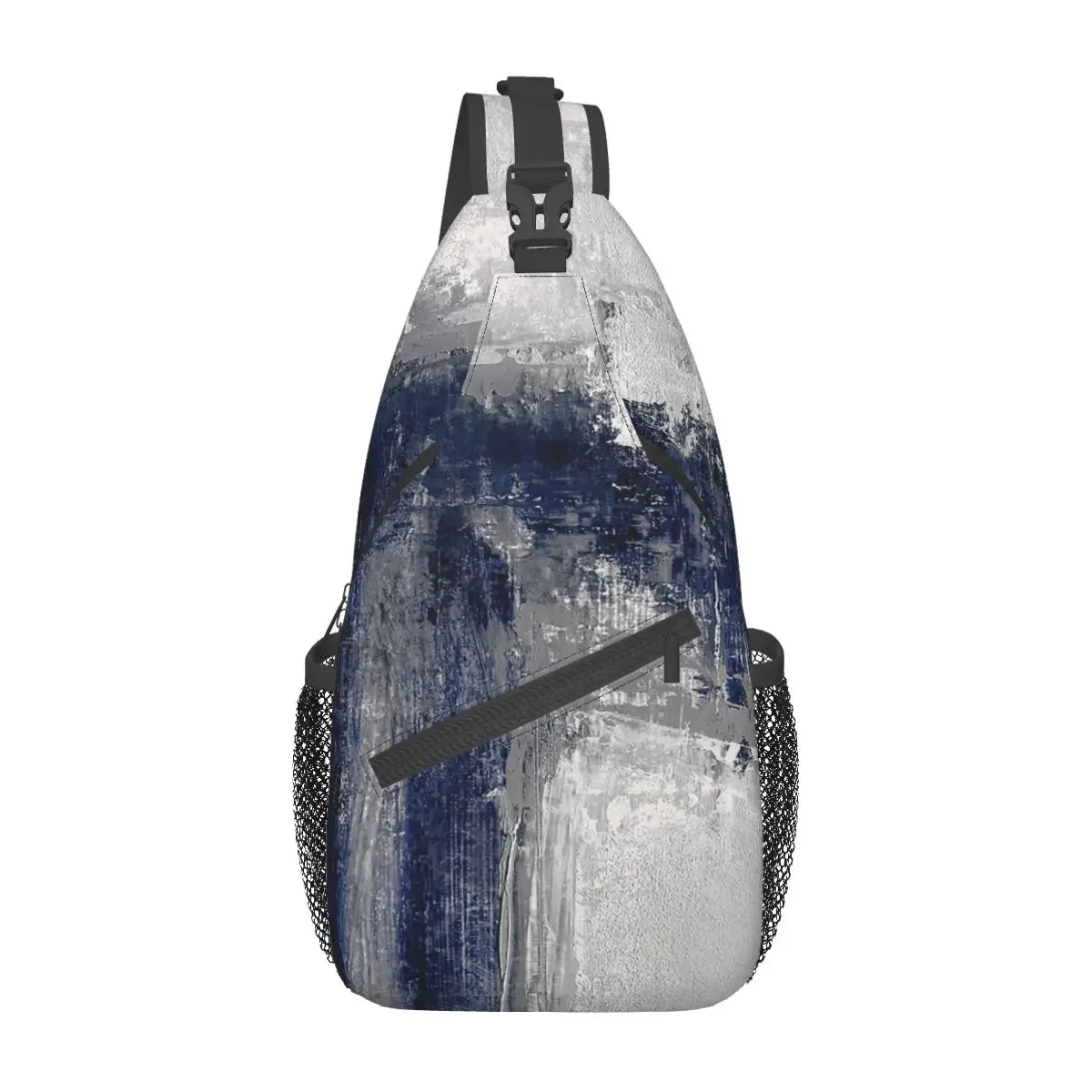 Blue Gray Abstract Sling Bag Chest Crossbody Shoulder Sling Backpack Outdoor Hiking Daypacks Modern Art Pattern Bag