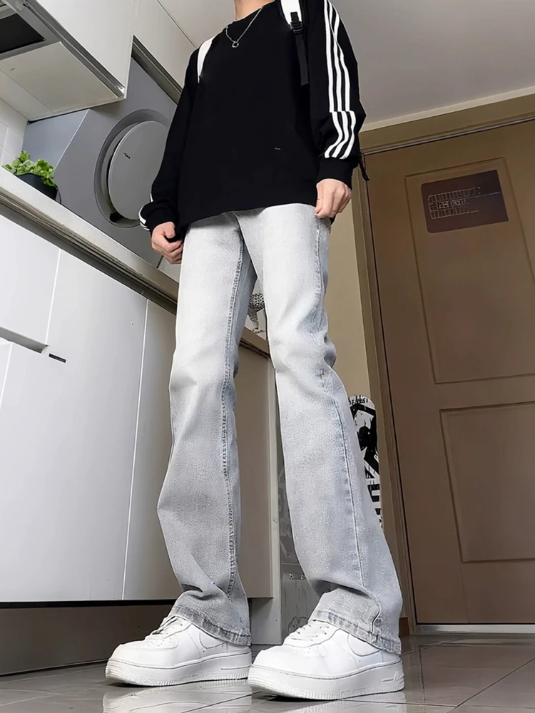

ay e Micro Flared Jeans Men's Long Straight Narrow Version CleanFit Slimming Pants Autumn High Waist Youth Sle
