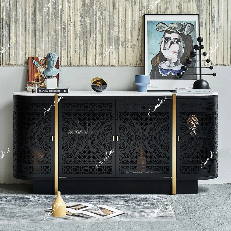 Art hollow carving storage decoration/natural marble entrance cabinet  FT