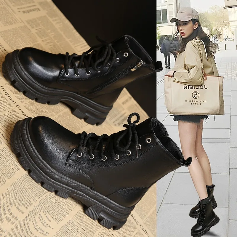 Europe New Women Boots Fashion Ankle Shoes Square Heel High Top Woman Shoes Luxury Short Boots Ladies Casual Riding Boots